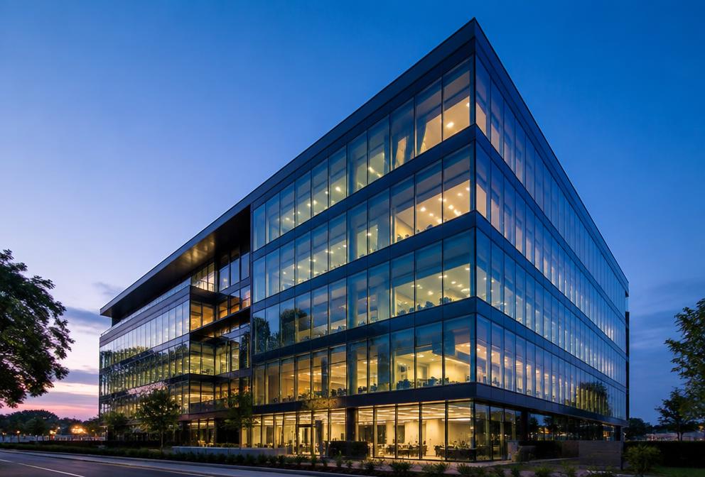 Modern glass office building